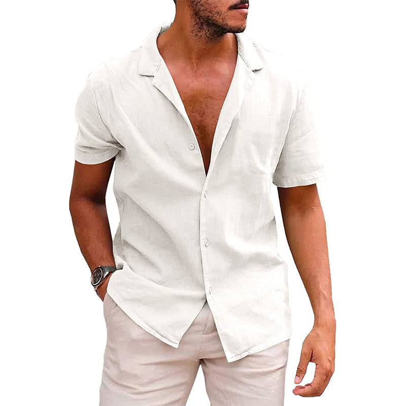 Men's Tops Casual Button Down Shirt Short Sleeve Beach Shirt Summer Mens Clothing - Enfance-Heureuse