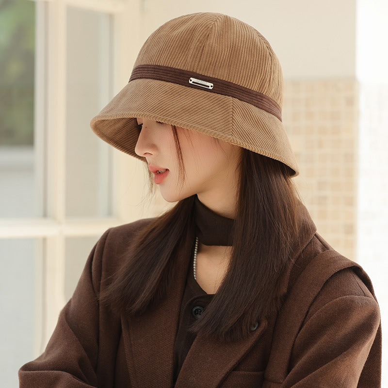 Versatile High-grade Corduroy Korean Style Bucket Hat
