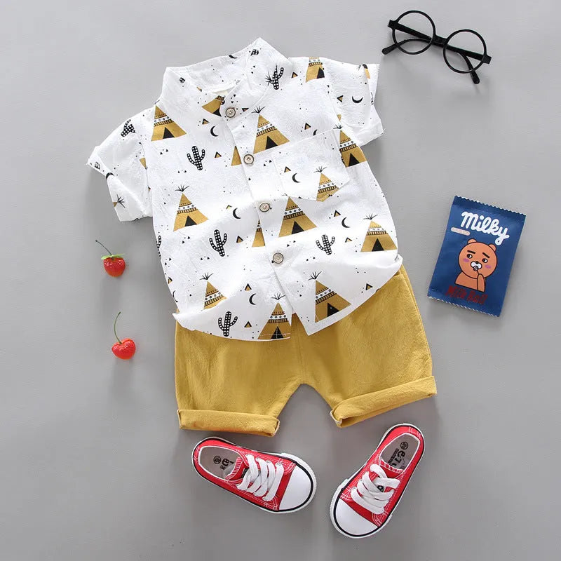 Triangle Short Sleeve Shirt Suit - Enfance-Heureuse