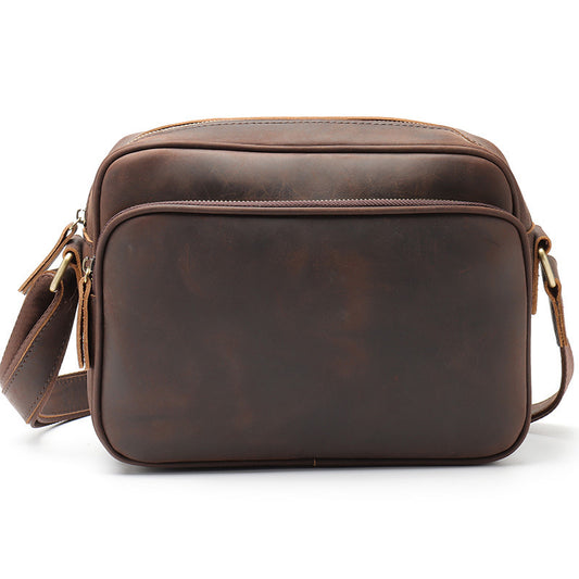 New Mens Single Shoulder Messenger Bag Retro Cowhide Casual Business Document Messenger Bag - Enfance-Heureuse
