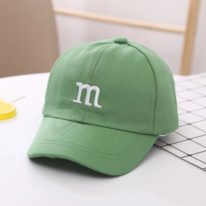 Baseball Cap Boy Letter M Embroidered Children's Cotton Spring and Autumn Hat Cap - Enfance-Heureuse