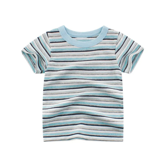 Garçons d'été À Manches Courtes Rayé T-Shirt - Enfance-Heureuse