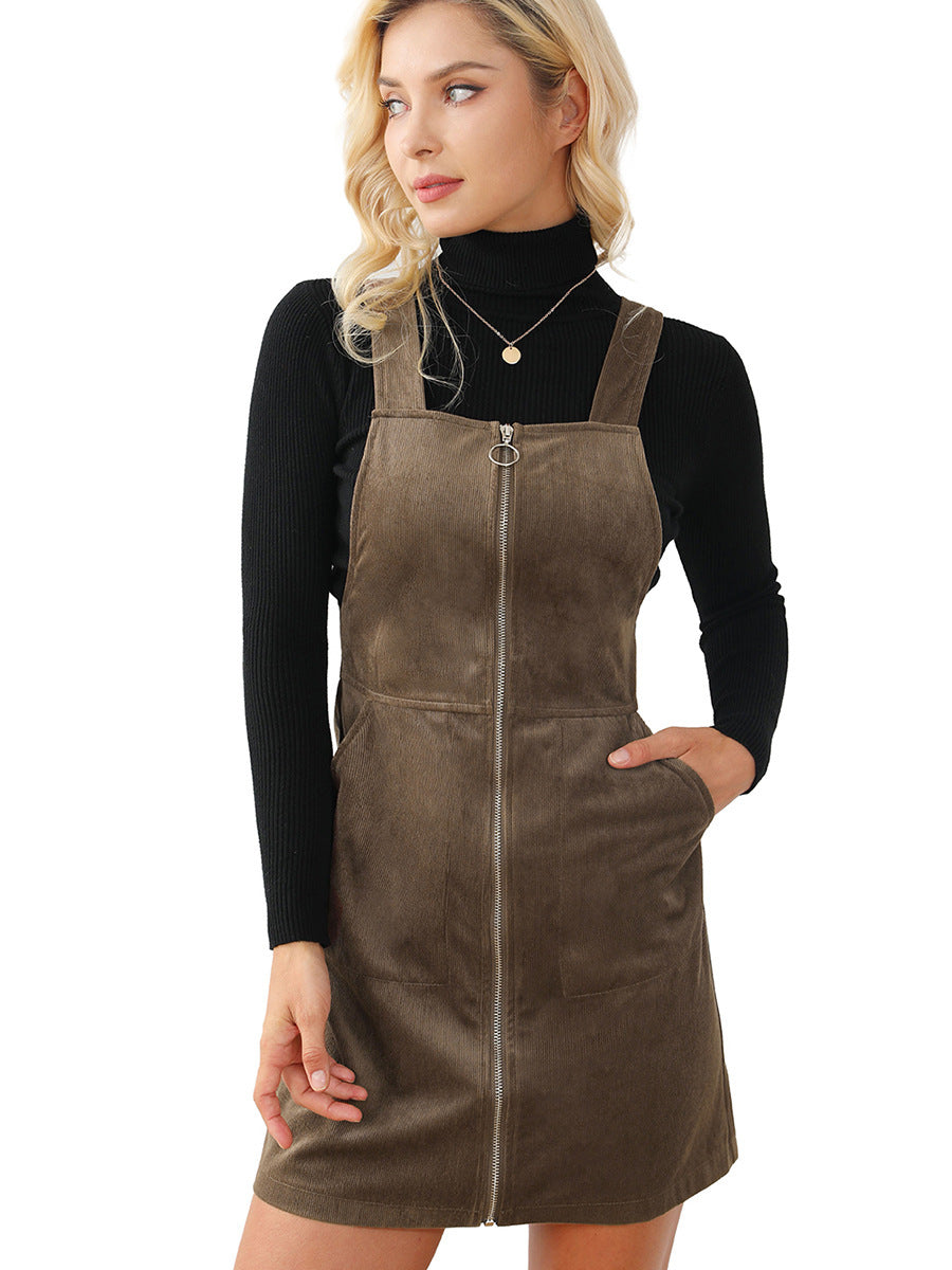 Women's Retro Autumn Solid Color Sleeveless Dress - Enfance-Heureuse
