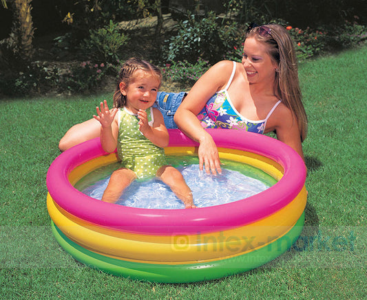 Fluorescent three-ring inflatable pool ball pool - Enfance-Heureuse