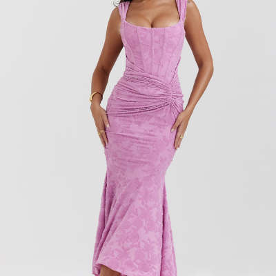 Mozision Off-shoulder Backless Sexy Evening Dress For Women Purple Sleeveless Strapless Ruched Bodycon Club Party Dress - Enfance-Heureuse
