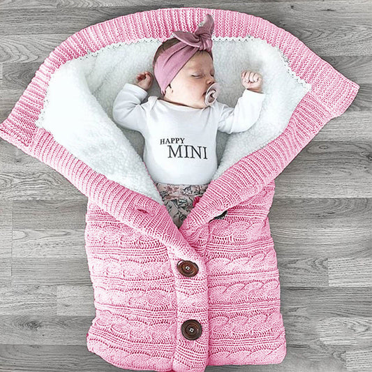 Soft Winter Solid Color Twist Vintage Button Sweater Children Sleeping Bag - Enfance-Heureuse