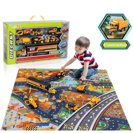 Mini Racing Toy Alloy Engineering Car Parking Lot Scene Game Mat Carpet - Enfance-Heureuse