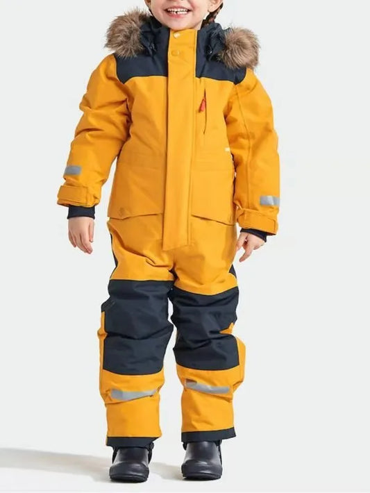 Windproof Waterproof Thickened Luminous Children's One-piece Ski Suit Boys' And Girls' Cotton-padded Clothes - Enfance-Heureuse