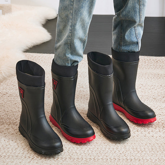 Thermal Men's Rain Boots Fixed Cotton Mid-high Tube - Enfance-Heureuse
