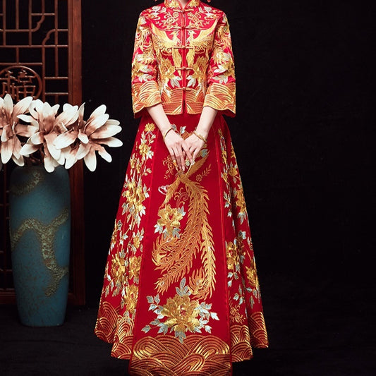 Chinese Dragon And Phoenix Gown A Chaplet And Official Robes Xiuhe Dress - Enfance-Heureuse