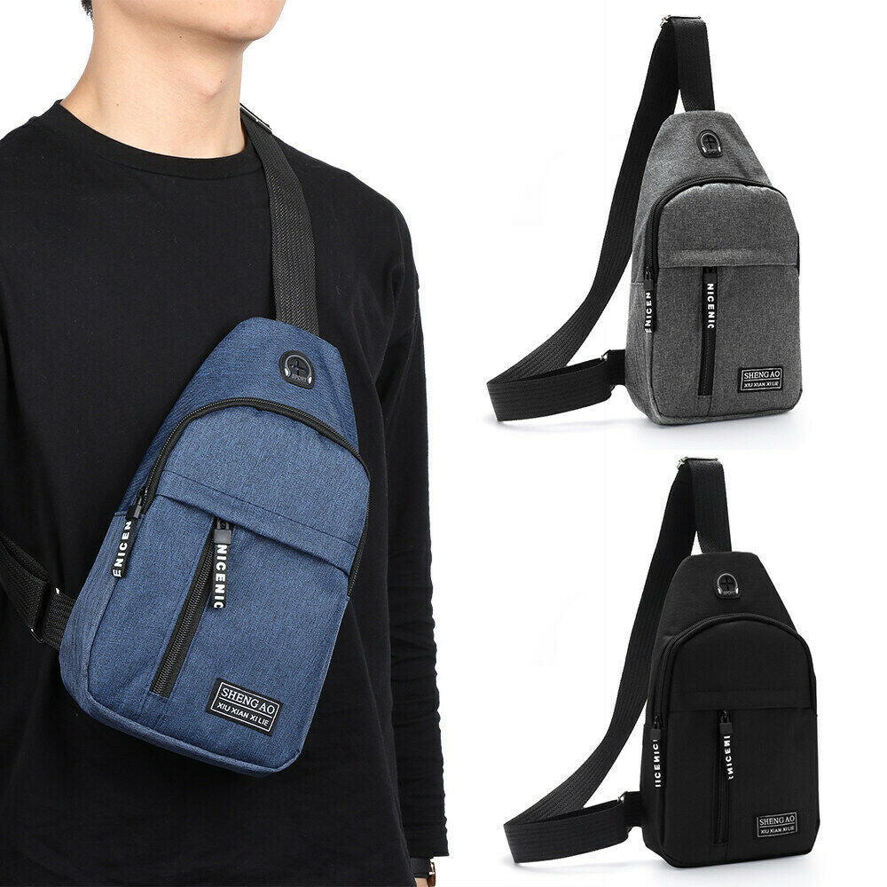 Mens Sling Bag Cross Body Handbag Chest Bag Shoulder Pack Sports Travel Backpack Gray - Enfance-Heureuse