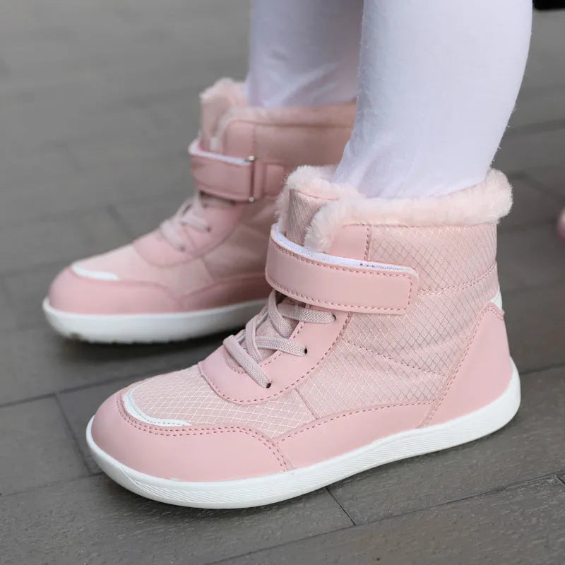 Children's High-top With Velvet Thick Wide-toe Cotton-padded Shoes Outdoor Keep Warm Snow Boots - Enfance-Heureuse