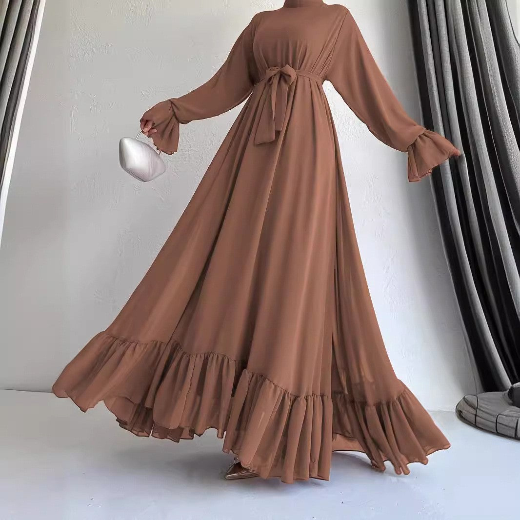 Chiffon Long Belt Fashionable Elegant Women's Dress