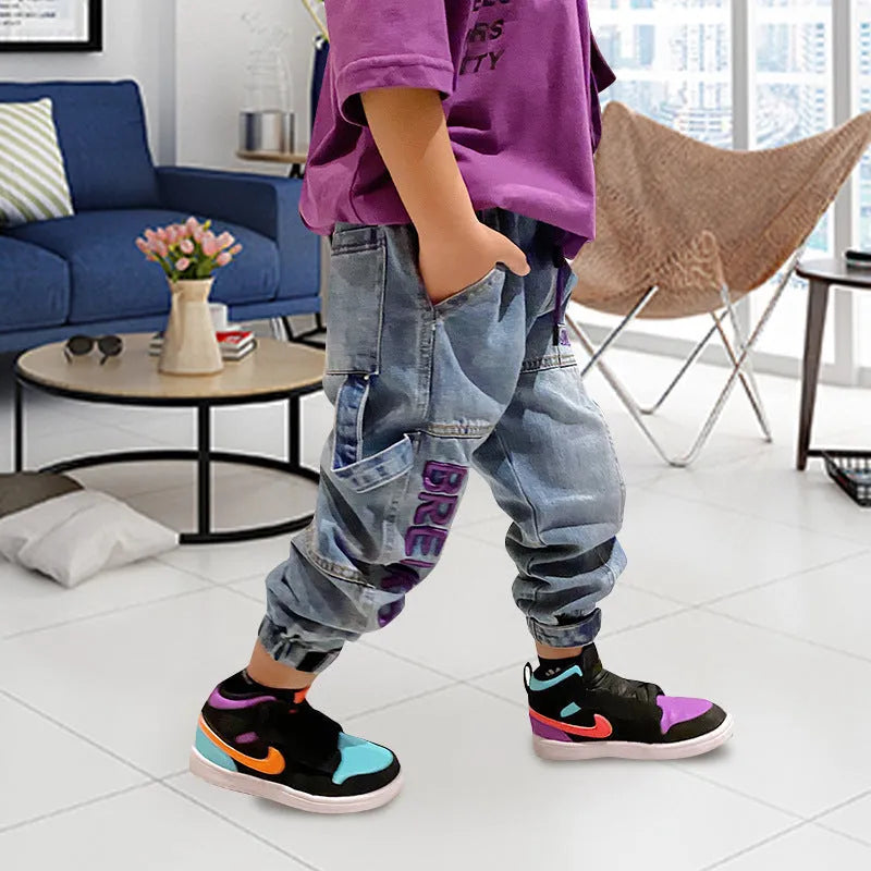 Children's Embroidered Trousers Plus Fleece Thick Pants - Enfance-Heureuse