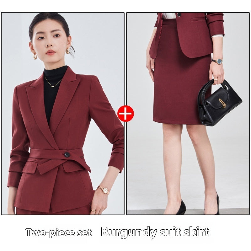 Long Sleeve Small Suit Collar Coat Women's Shirt Pants Suit - Enfance-Heureuse