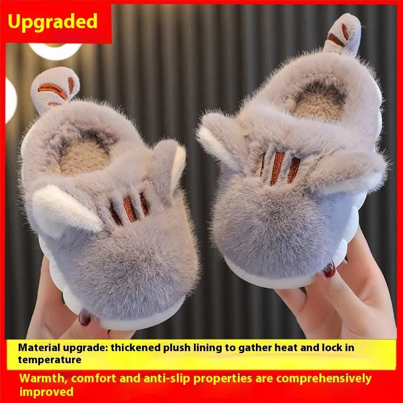 Children's Cotton Slippers, Cute Kitten, Warm And Cold Resistant, Thick Soft Sole - Enfance-Heureuse