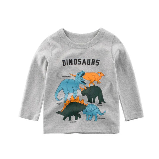 Long Sleeved Cotton Dinosaur Boy Base Shirt - Enfance-Heureuse