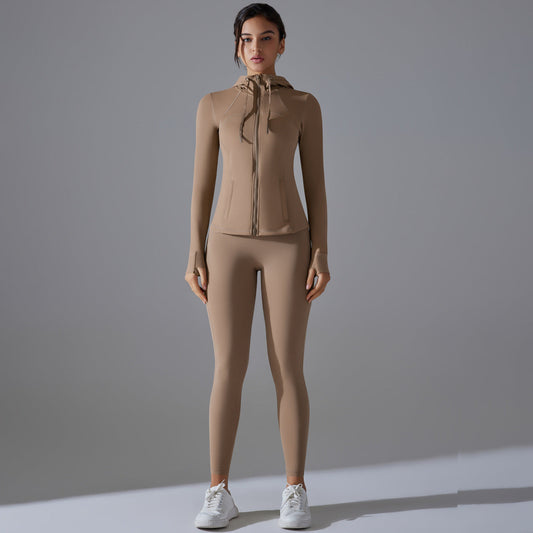 Double-sided Brocade Yoga Zipper Fitness Suit