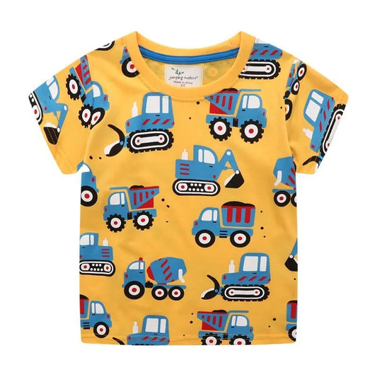 Boys' Creative Cartoon Print Short Sleeves - Enfance-Heureuse