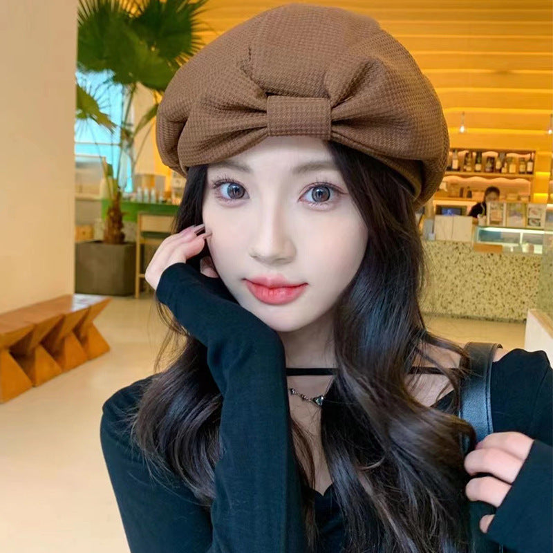 Korean Style Sweet Bowknot Beret Female Japanese Style