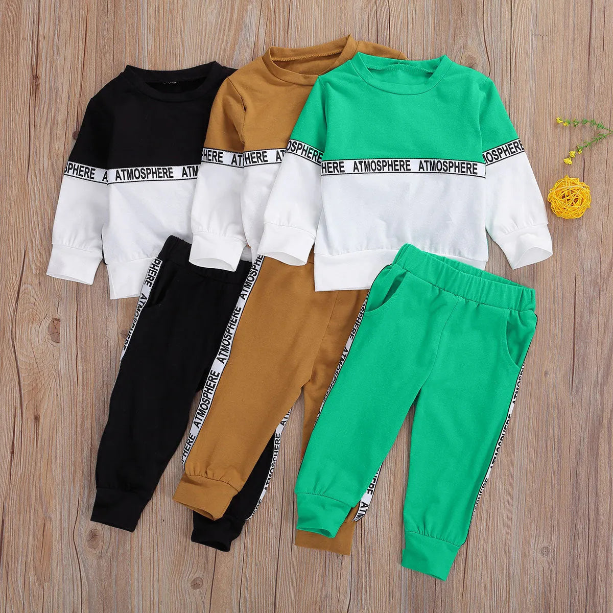 Vêtements pour garçons Costume à manches longues Lettre Personnalité Rond Couleur unie Pantalon extensible