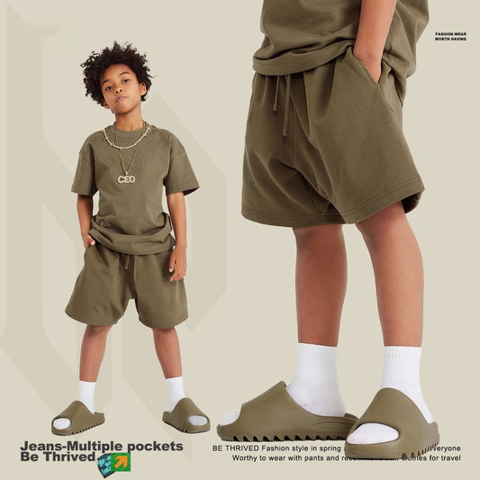 Earth Color Children's Shorts Street Tide Brand - Enfance-Heureuse