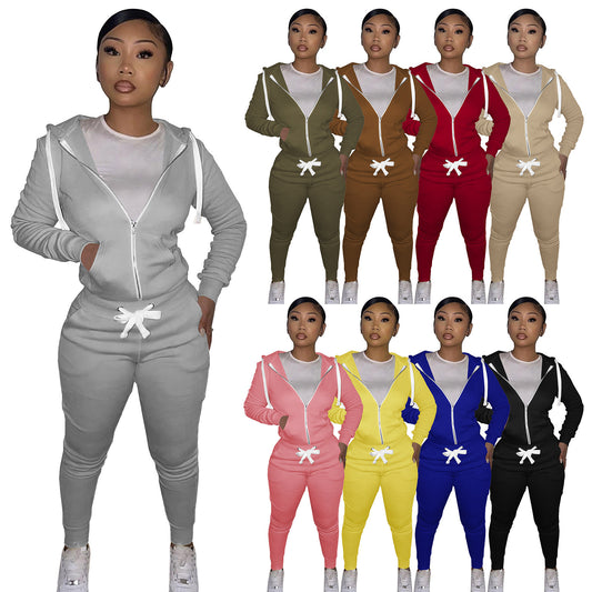 Women's Cotton Sweater Tight-fitting Two-piece Suit - Enfance-Heureuse