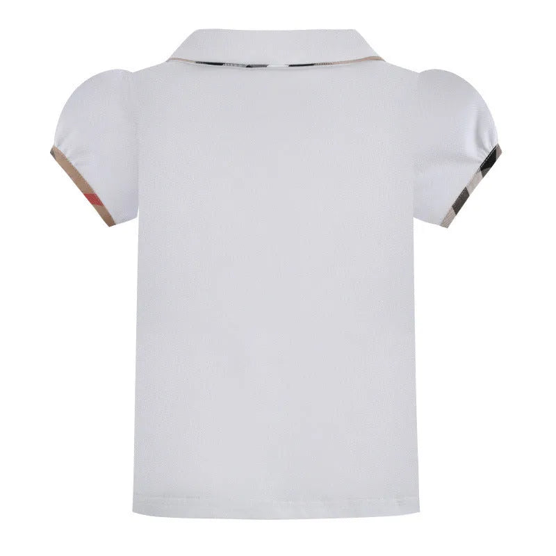 Chemise à manches courtes et revers à carreaux contrastés pour enfants