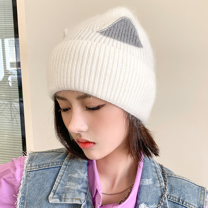 Cat Ears Woolen Knitted Hat Women's Spring And Autumn Winter Korean Style