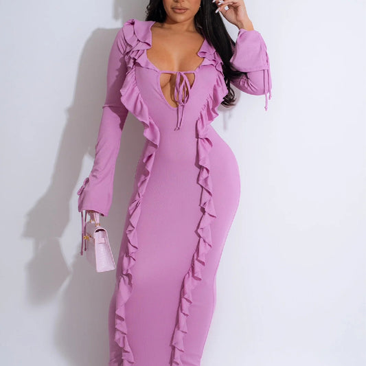 Pure Color Tied Stringy Selvedge Dress - Enfance-Heureuse