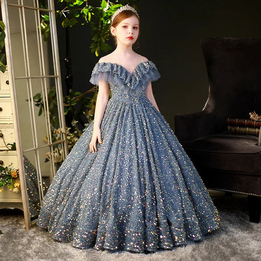 Big Children Children's Sequined Princess Dress Western Style Catwalk Costumes Winter - Enfance-Heureuse