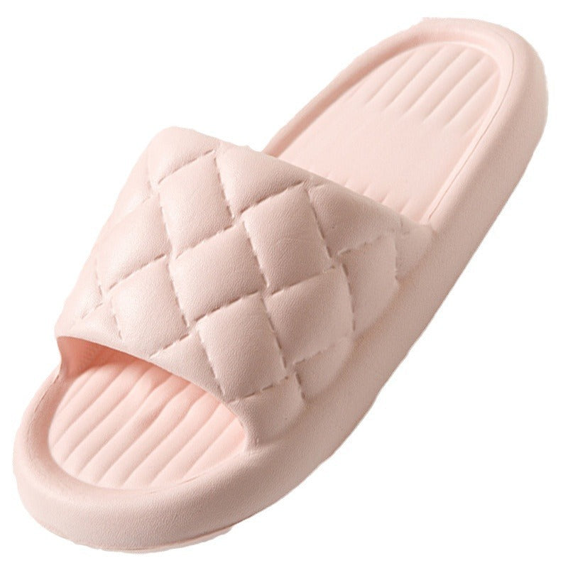 New Rhombus Home Slippers Summer Non-slip Floor Bathroom Slipper Lightweight Simple House Shoes For Women Men - Enfance-Heureuse