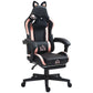 Cute Racing Gamer Chair, Faux Leather Gaming Chair With Footrest, Headrest And Lumbar Support, Black