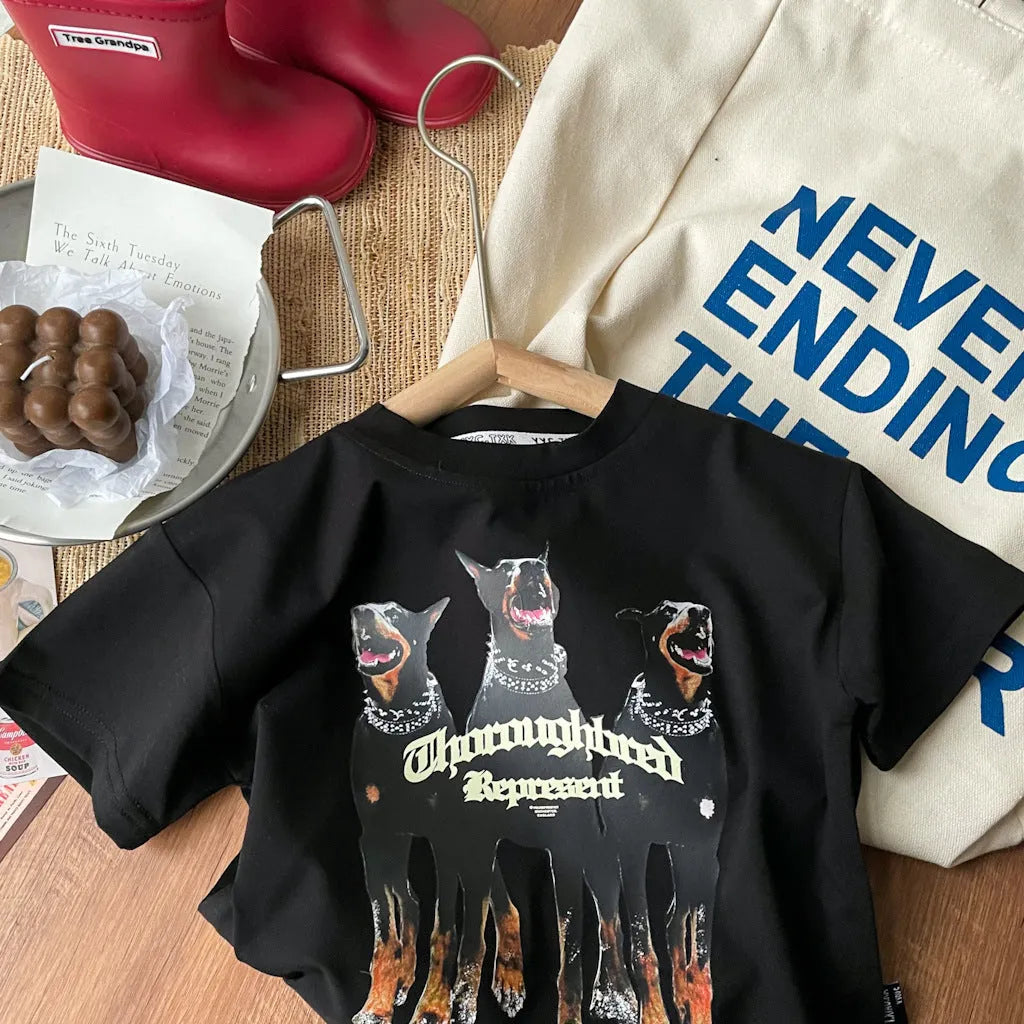 T-shirt tendance pour garçons Doberman Pinscher décontracté - Enfance-Heureuse