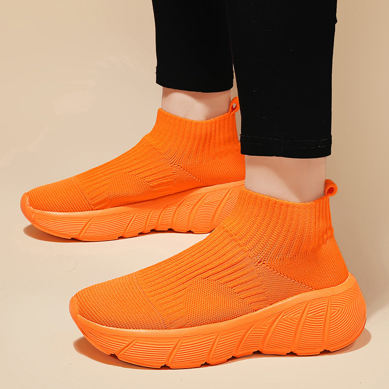 Couple High-top Flying Woven Shoes Casual Trend Men's Shoes Slip-on - Enfance-Heureuse