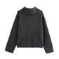Simple Big Lapel Long Sleeve Pocket Pullover Sweater - Enfance-Heureuse