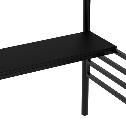 Metal Loft Bed Frame With Desk, No Box Spring Needed,Twin ,Black - Enfance-Heureuse