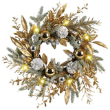 Christmas Wreath 20 Inch Christmas Door Decoration Garland With Warm Lights - Enfance-Heureuse