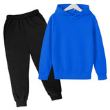 Solid Color Set With Fleece Loose Fitting Hoodie And Pants, Two-piece Set - Enfance-Heureuse