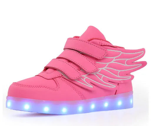 Children's shoes led light shoes children's wings light shoes usb charging colorful luminous shoes casual light shoes - Enfance-Heureuse