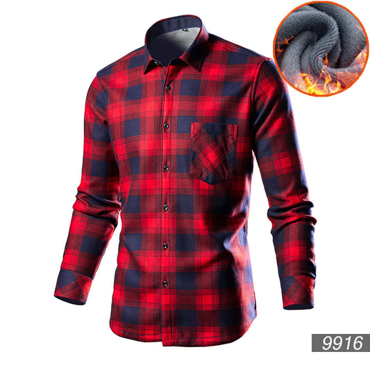 Men's Trendy Fleece-lined Thick Warm Trendy Shirt - Enfance-Heureuse
