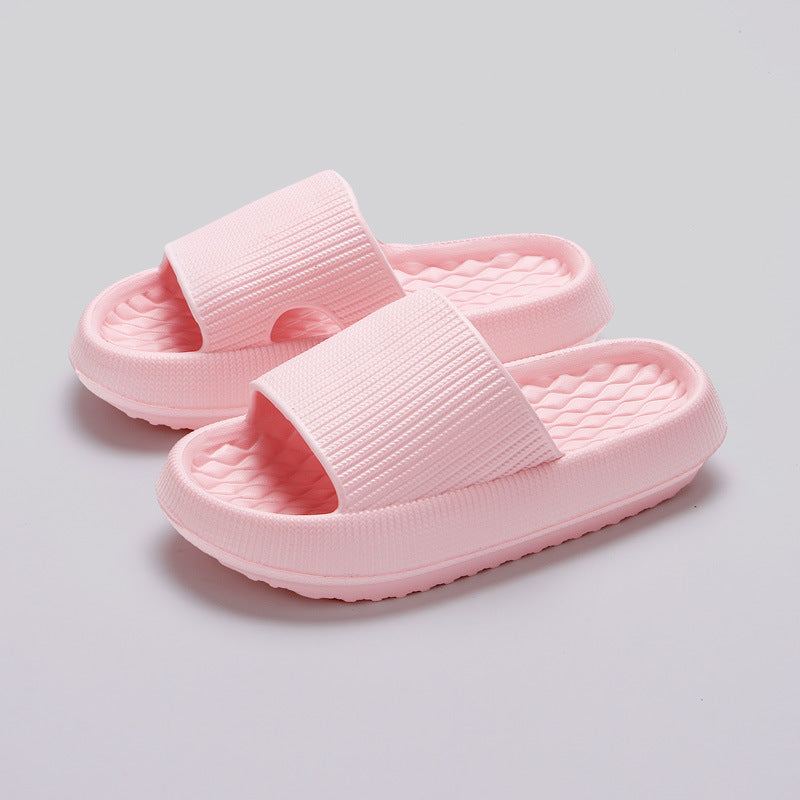 Summer EVA Slippers Solid Color Rhombus Stripe Anti-slip Slippers New Women's Home Shoes - Enfance-Heureuse