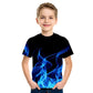 New Boys' Three-color Flame 3D Printed Short-sleeved T-shirt - Enfance-Heureuse