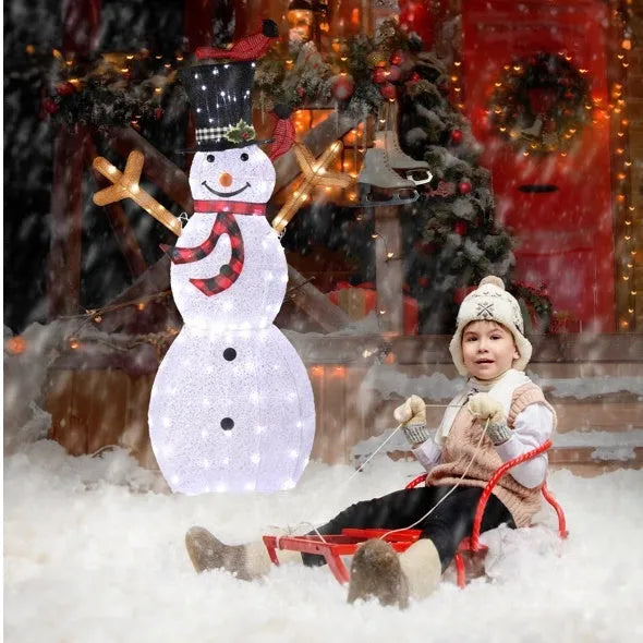 Lighted Snowman Christmas Yard Decorations, Pre-lit Snowman And Birds With 170 LED White Lights And Stakes For Xmas Outdoor Holiday Indoor Decor Lighted Holiday Displays - Enfance-Heureuse