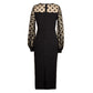 Women's Clothing Dot Mesh Patchwork Waist-slimming Sheath Long Sleeve Dress