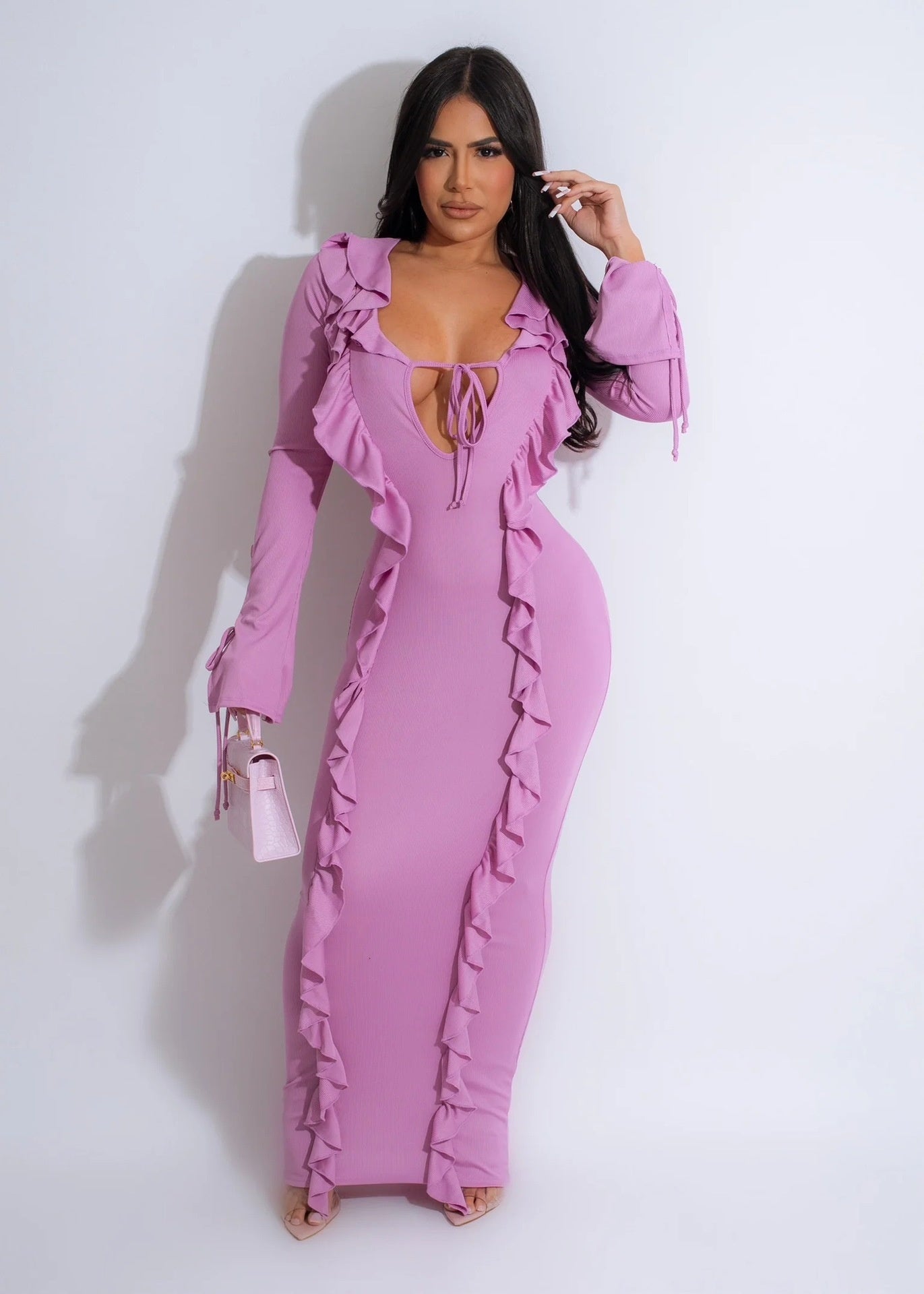 Pure Color Tied Stringy Selvedge Dress - Enfance-Heureuse