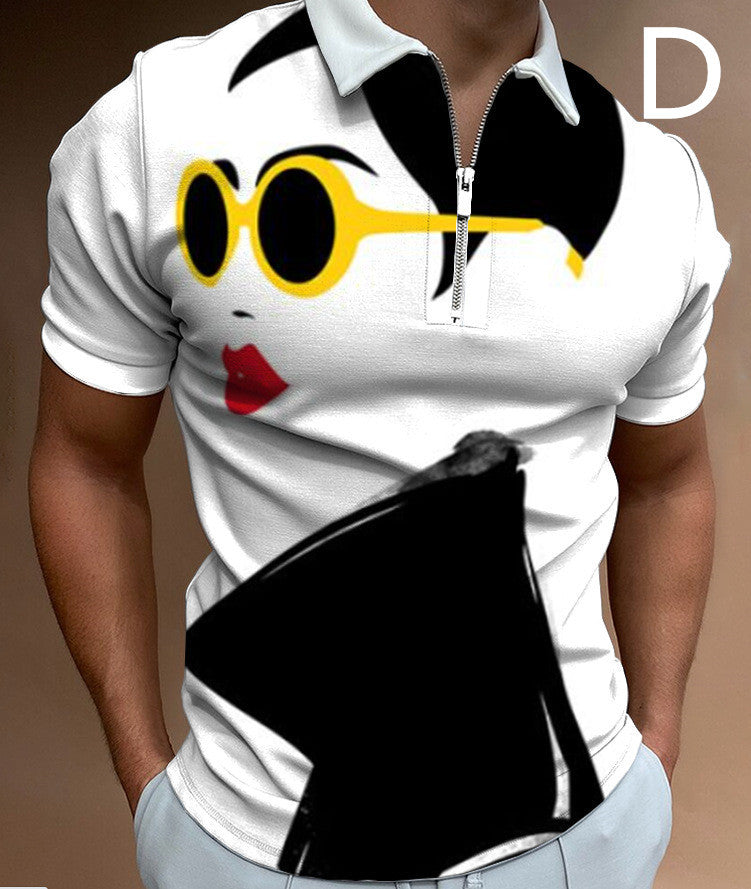 Shirts For Men Face Art Print Short Sleeve Tshirts Streetwear Mens - Enfance-Heureuse
