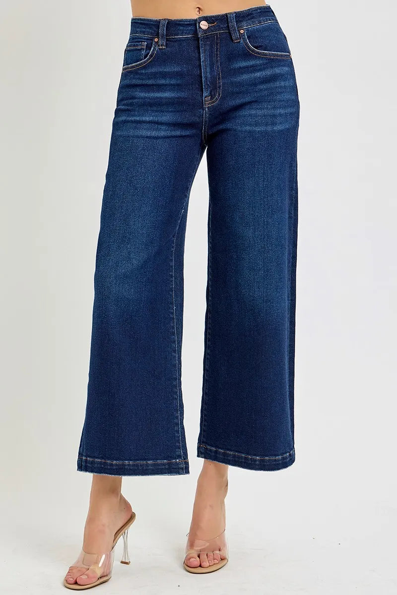 RISEN High Rise Crop Wide Jeans - Enfance-Heureuse
