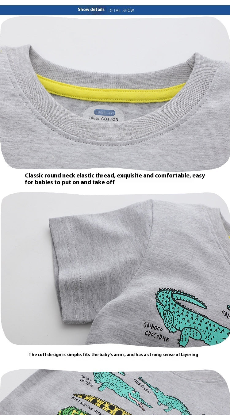 Summer Children's Cute Printed Embroidered Short-sleeved Cartoon T-shirt - Enfance-Heureuse