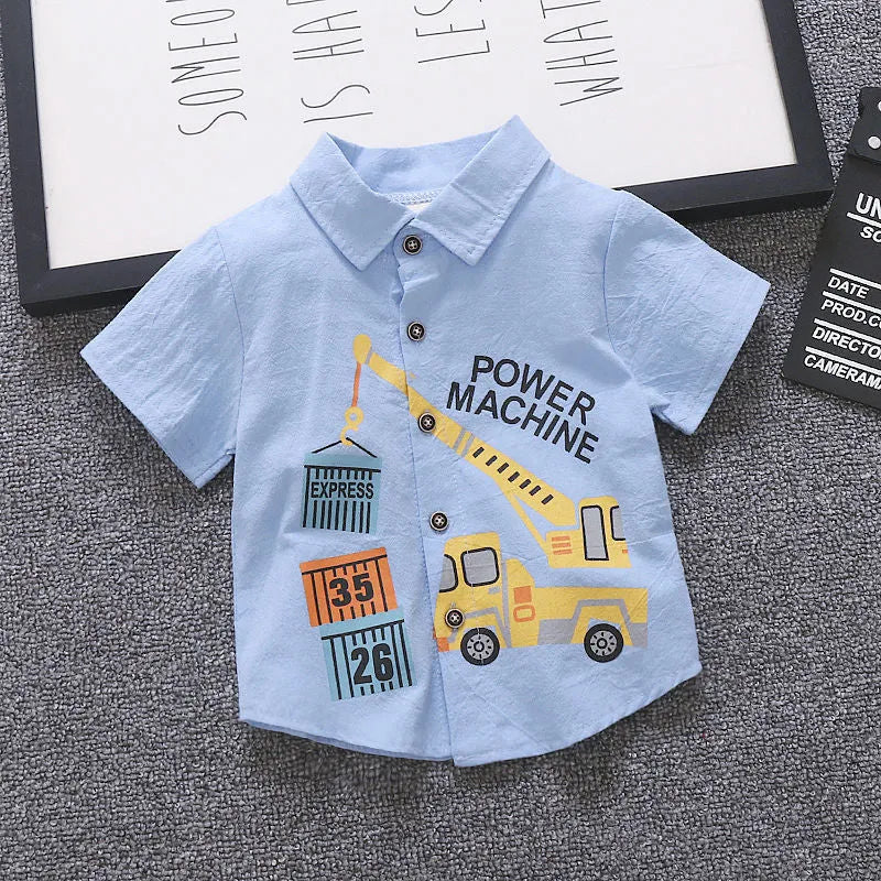 Anchor Print Little Boy's Children's Suit Korean Short Sleeve T-Shirt Children's Wear - Enfance-Heureuse